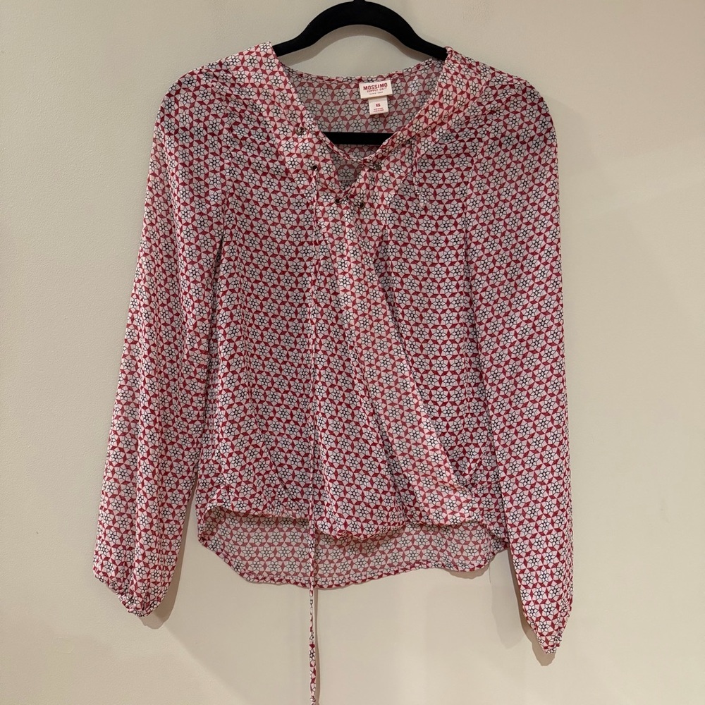 Mossimo Red Patterned Blouse
